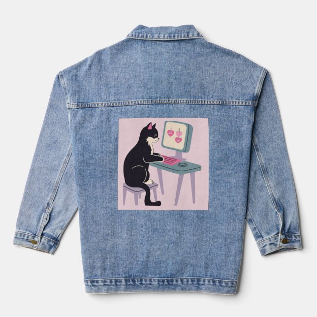 Cat lovers Tuxedo cat  Jeansjacke (Rückseite)