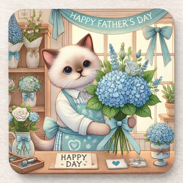Cat Lovers Vatertag Wünsche für Katzen-Vater Getränkeuntersetzer (Vorderseite)