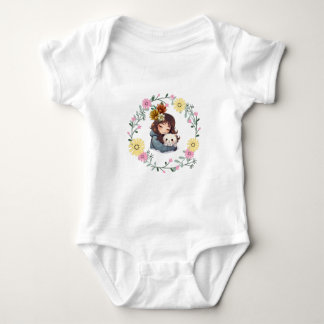 Cat-Loving Girl Blume Crown Baby Bodysuit Baby Strampler