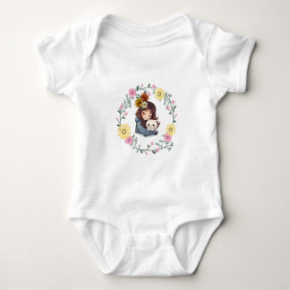 Cat-Loving Girl Blume Crown Baby Bodysuit Strampler