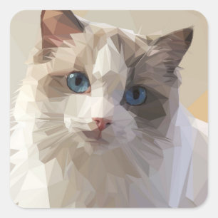 Cat lowpolyart quadratischer aufkleber