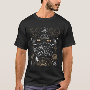 Cat Luna Moth Moon Phases Dark Academia Ästhetik T-Shirt