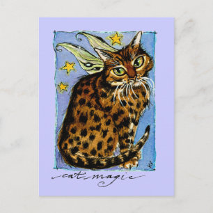 Cat Magic Ocicat mit Märchenwings Postkarte