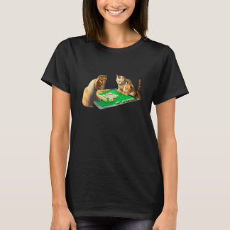 Cat Mahjong Funny T-Shirt with Letters, Men's, Fun