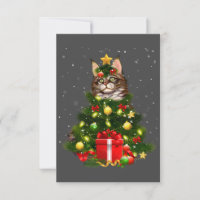Cat Maine Coon Cat Xmas Tree Lights Cat Lover Ugly