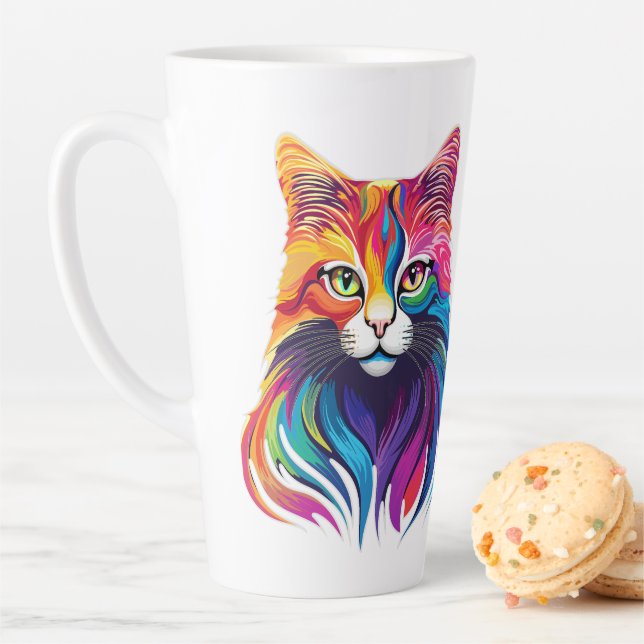 Cat Maine Coon Portrait Rainbow Colors Milchtasse (Beispiel)