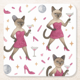 Cat Make up ARTIST for woman Girl Lady Cat Liebhab Rechteckiger Pappuntersetzer
