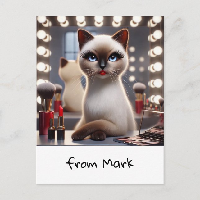 Cat Make up Artist Perfekt für Katzen Liebhaber Postkarte (Vorderseite)