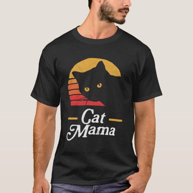 Cat Mama Aighties Style Cat gestört T-Shirt (Vorderseite)