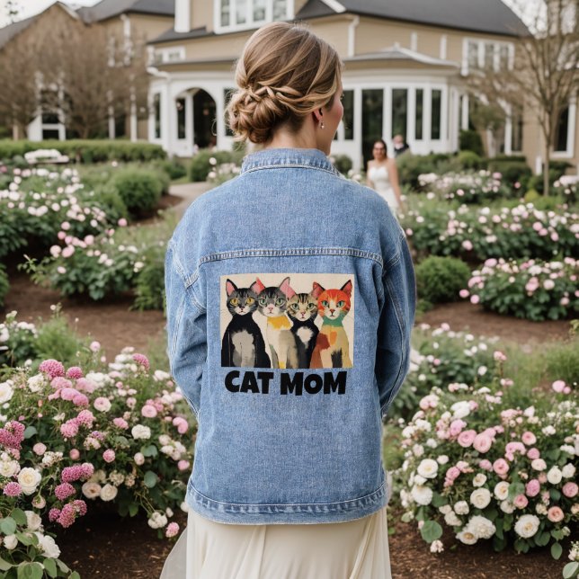 CAT MAMA ART DENIM JEAN JACKET JEANSJACKE (Hochzeit Rückseite)