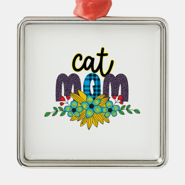 Cat Mama Blume Ornament Aus Metall (Vorne)