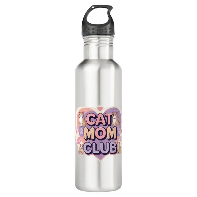 Cat Mama Club - Niedliche Wasserflasche für Katzen Edelstahlflasche (Vorderseite)