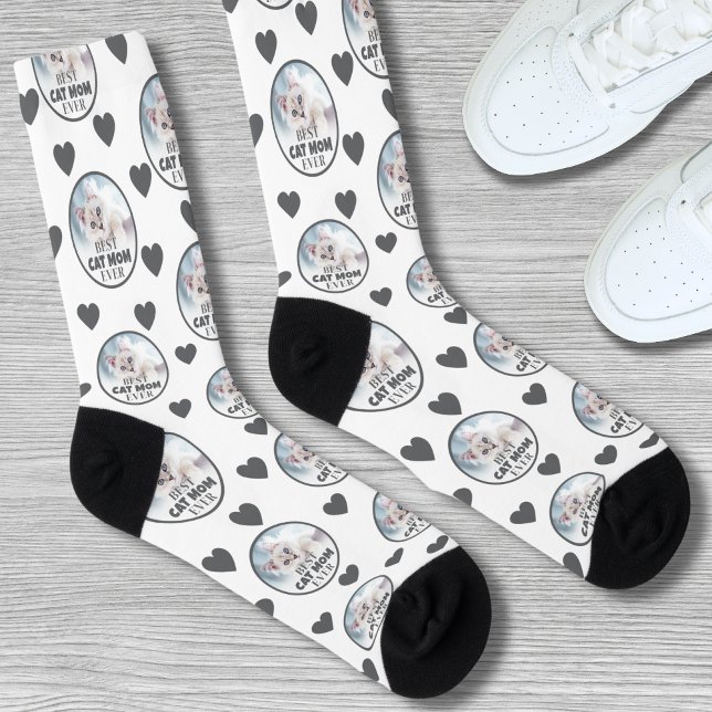 Cat Mama Custom Foto Socken (Best Cat Mom Custom Photo Socks)