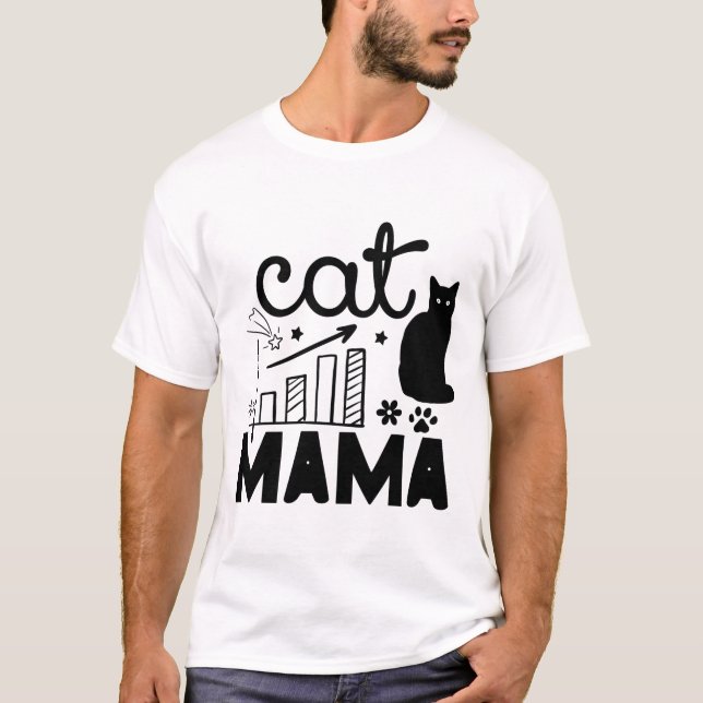 Cat Mama – Cute Kitty Silhouette & Doodle Style T-Shirt (Vorderseite)