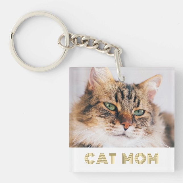 Cat Mama Foto Schlüsselanhänger (Vorderseite)