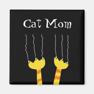Cat Mama Funny Cat Scratch Whimsical Kitty Magnet
