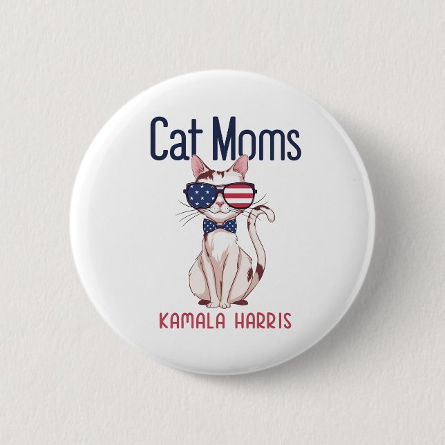 Cat-Mama für Kamala Harris | 2024 Button (Vorderseite)