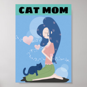 CAT-MAMA FÜR MÄDCHEN UND KATZKUNSTPOSTER POSTER