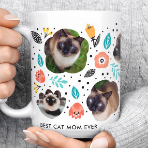 Cat Mama Garden farbenfroh Blumenstrauß Pet Fotola Kaffeetasse
