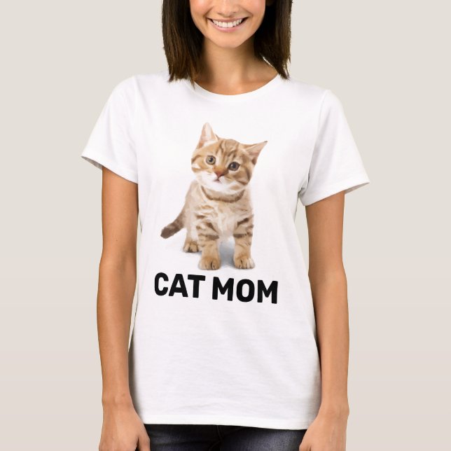 CAT MAMA GINGER KITTEN LADIES T - SHIRT (Vorderseite)