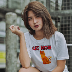 CAT MAMA GINGER RED CAT T - SHIRT T - SHIRT