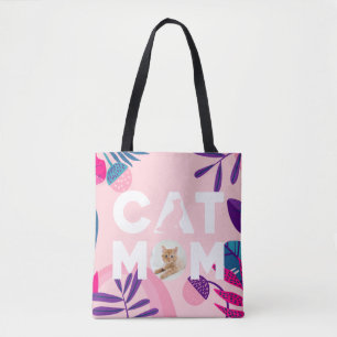 CAT-MAMA, Ihr Foto, rosa Blume und Blätter