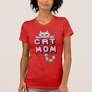 "CAT-MAMA" Lächelndes Cartoon Cat T Shirt