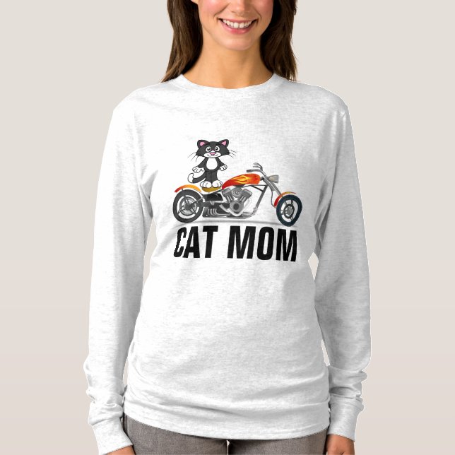 CAT MAMA Ladys Motorradfahrer T - Shirt (Vorderseite)