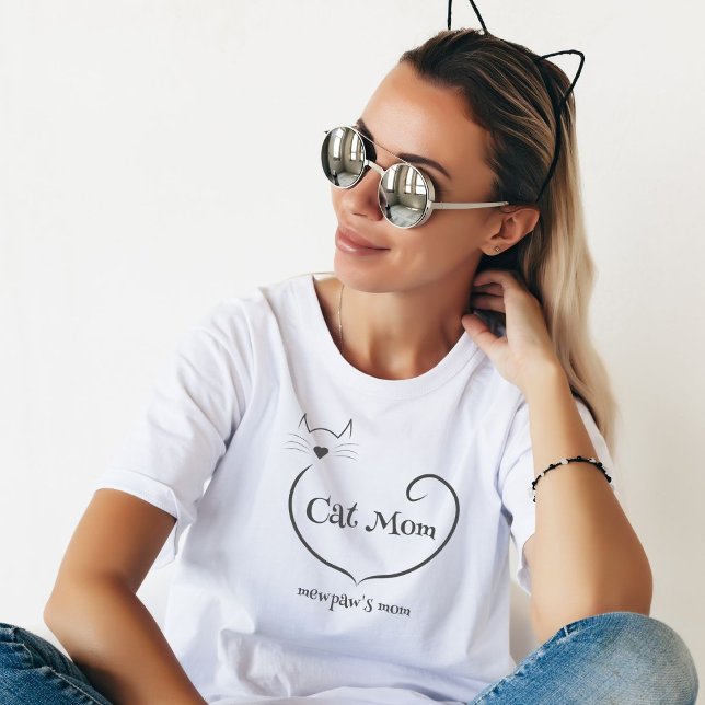 Cat Mama Liebe Form und Grau Einfaches Skript T-Shirt (Von Creator hochgeladen)