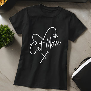 Cat Mama Moderne spielerische Herz-und Fun Typogra T-Shirt