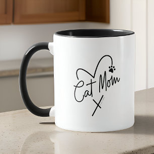 Cat Mama Moderne spielerische Herz-und Fun Typogra Tasse
