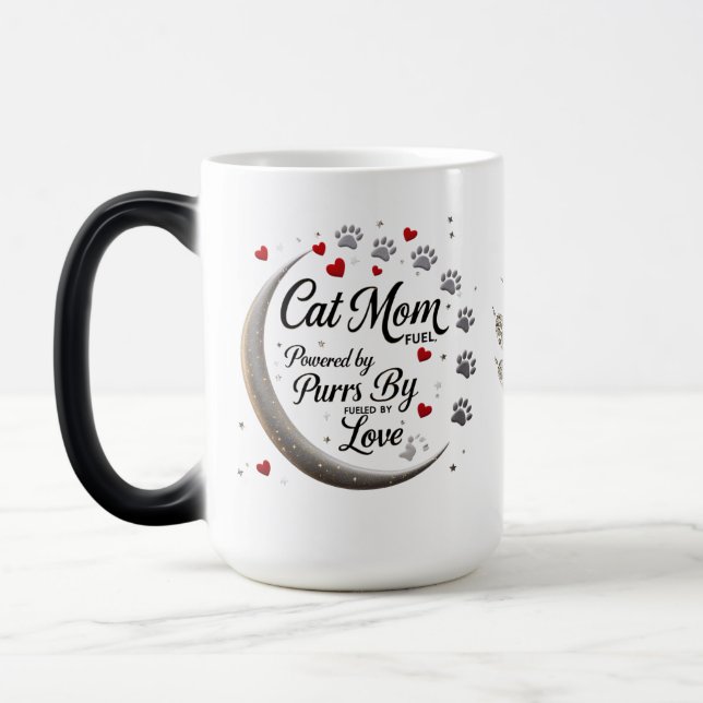 Cat Mama Morphing Tasse - Mondlicht, Paws & Liebe (Links)