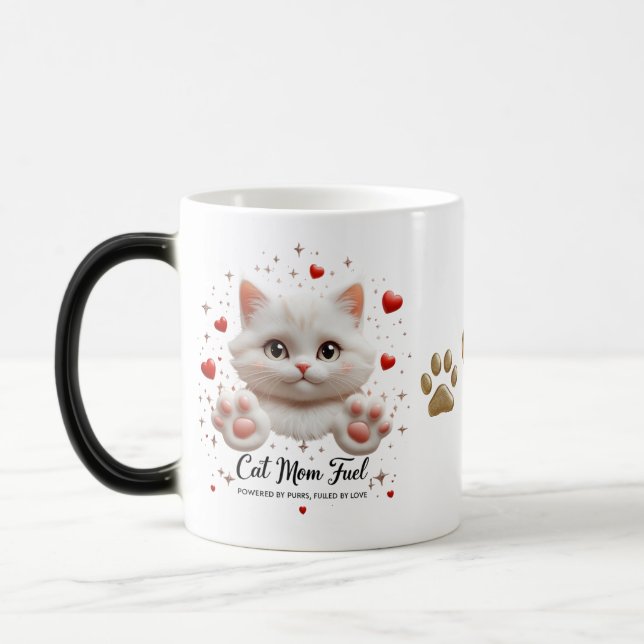 Cat Mama Morphing Tasse - Niedliche White Kitten m (Links)