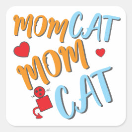 Cat Mama Niedlich Feline mit optionaler Personalis Quadratischer Aufkleber