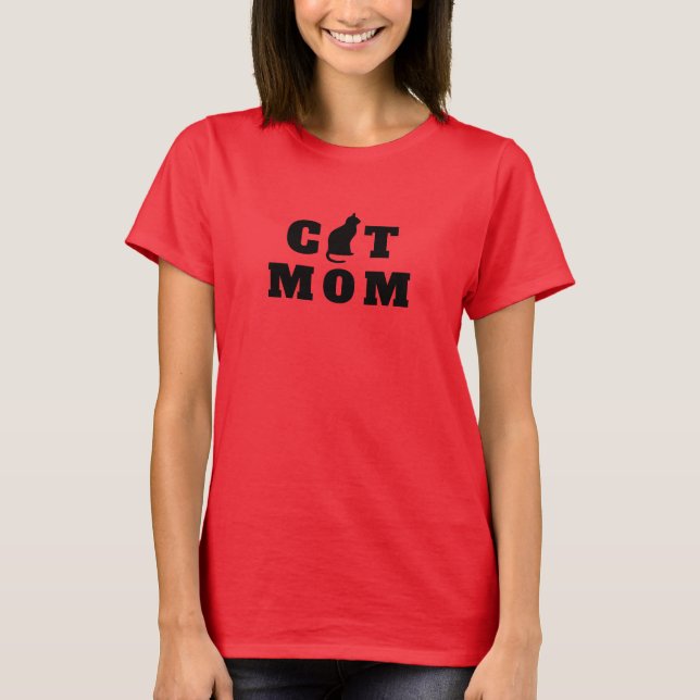Cat Mama Niedliche Silhouette T-Shirt (Vorderseite)