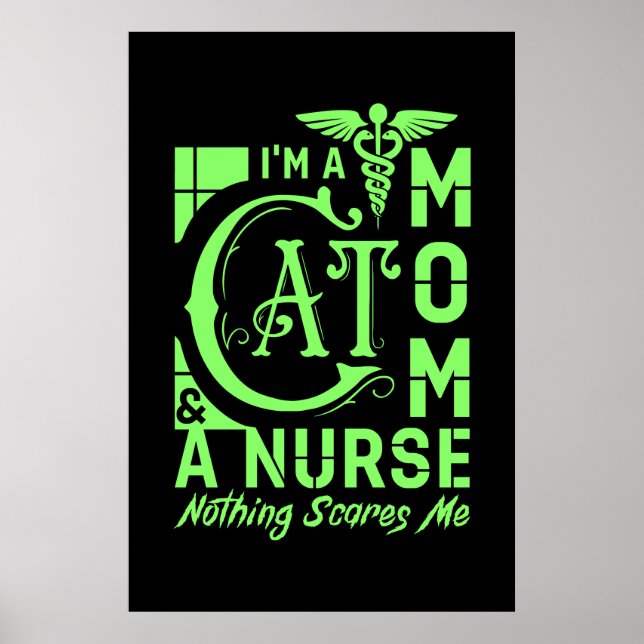 Cat Mama Nurse - Funny Gift for Nurses & Cat Lover Poster (Vorne)