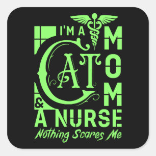 Cat Mama Nurse - Funny Gift for Nurses & Cat Lover Quadratischer Aufkleber