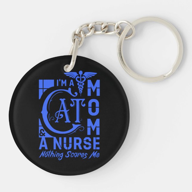 Cat Mama Nurse - Funny Gift for Nurses & Cat Lover Schlüsselanhänger (Rückseite)