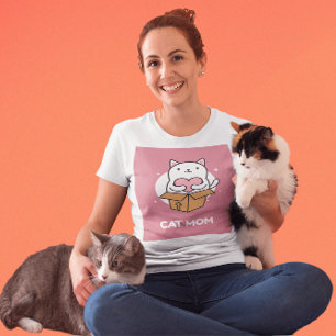 CAT MAMA PINK T - SHIRT NIEDLICH LADIES T - SHIRT