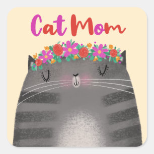Cat-Mama Quadratischer Aufkleber