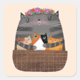 Cat-Mama Quadratischer Aufkleber