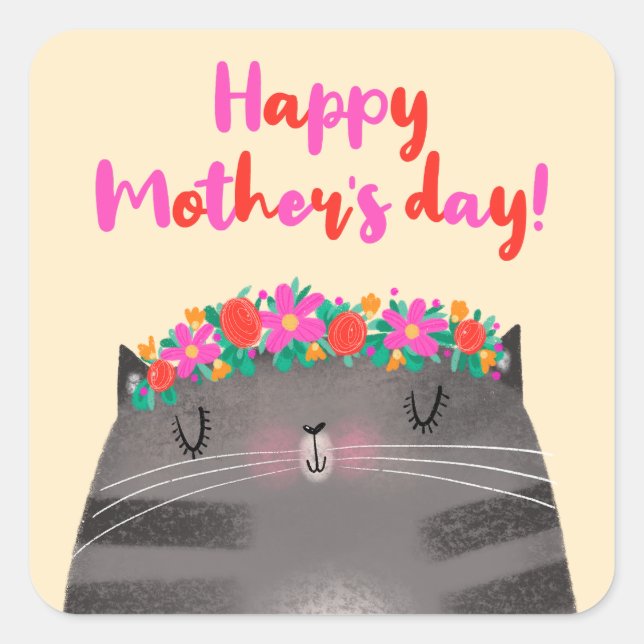 Cat-Mama Quadratischer Aufkleber (Vorderseite)