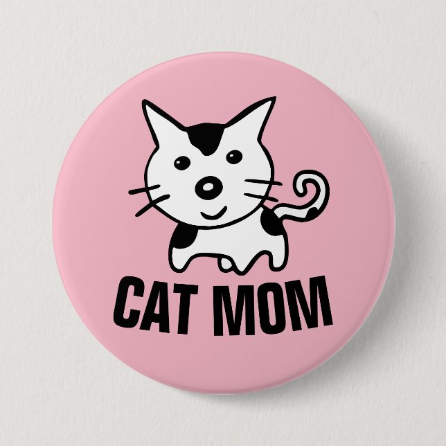 CAT-MAMA Rosa Niedliche Kätzchen-Tasten Button (Vorderseite)