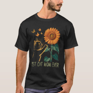 Cat Mama Summer Cat Sonnenblume Schmetterling und  T-Shirt