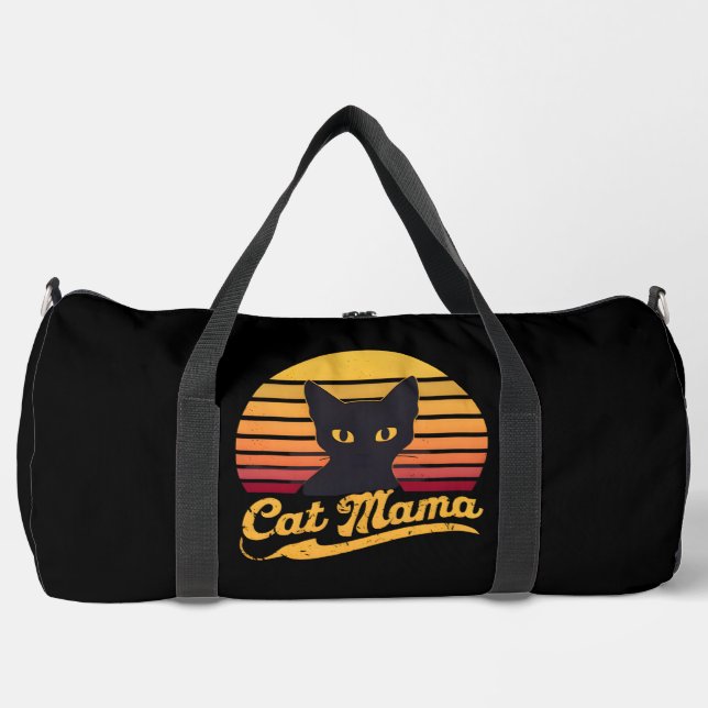 Cat Mama  Sunset Silhouette of a Black Cat  Duffle Bag (Vorderseite)