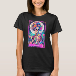 Cat Mama Tarot Card Spaß Skelett T-Shirt
