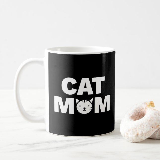 CAT-MAMA-Tasse (schwarz) Kaffeetasse (Mit Donut)