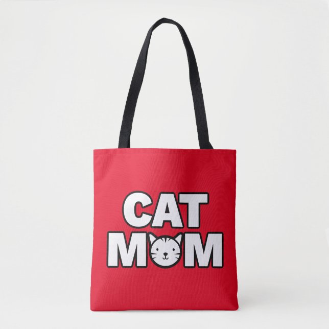 CAT MAMA Tote Beutel (rot) (Vorderseite)