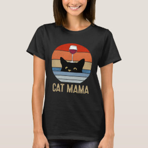 Cat Mama Vintag Achtzigartige Art Retro Cat Wine t T-Shirt