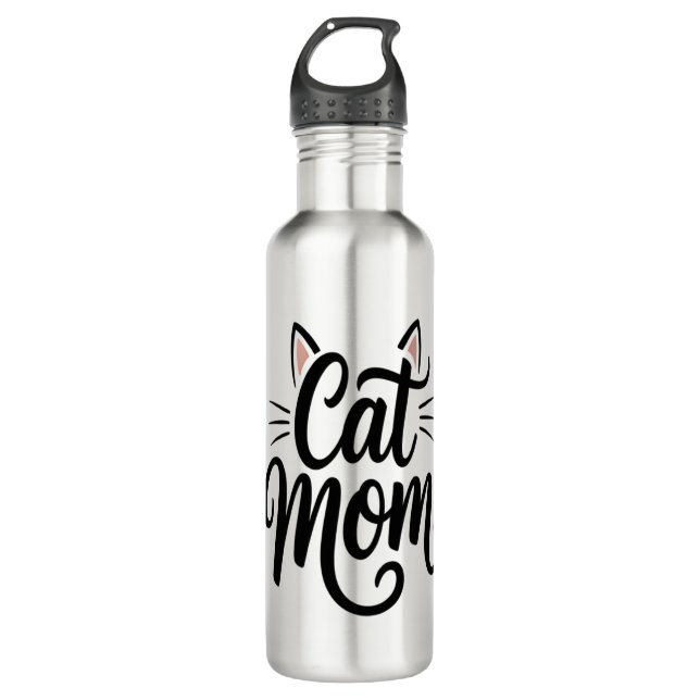 Cat Mama Whiskys und Ohren Edelstahlflasche (Vorderseite)